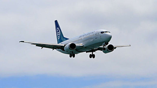 Airplane flying in the sky.